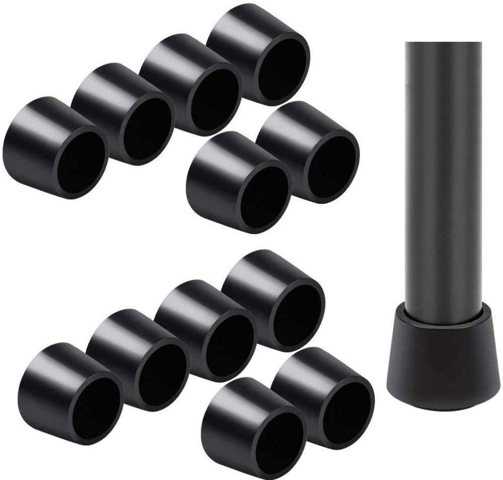 12 Pack Black Rubber Chair Leg Caps (7/8 Inch) - Non-Slip Floor Protectors for Indoor & Outdoor Use - Perfect for Home, Office, Patio, and Garden Furniture Protection