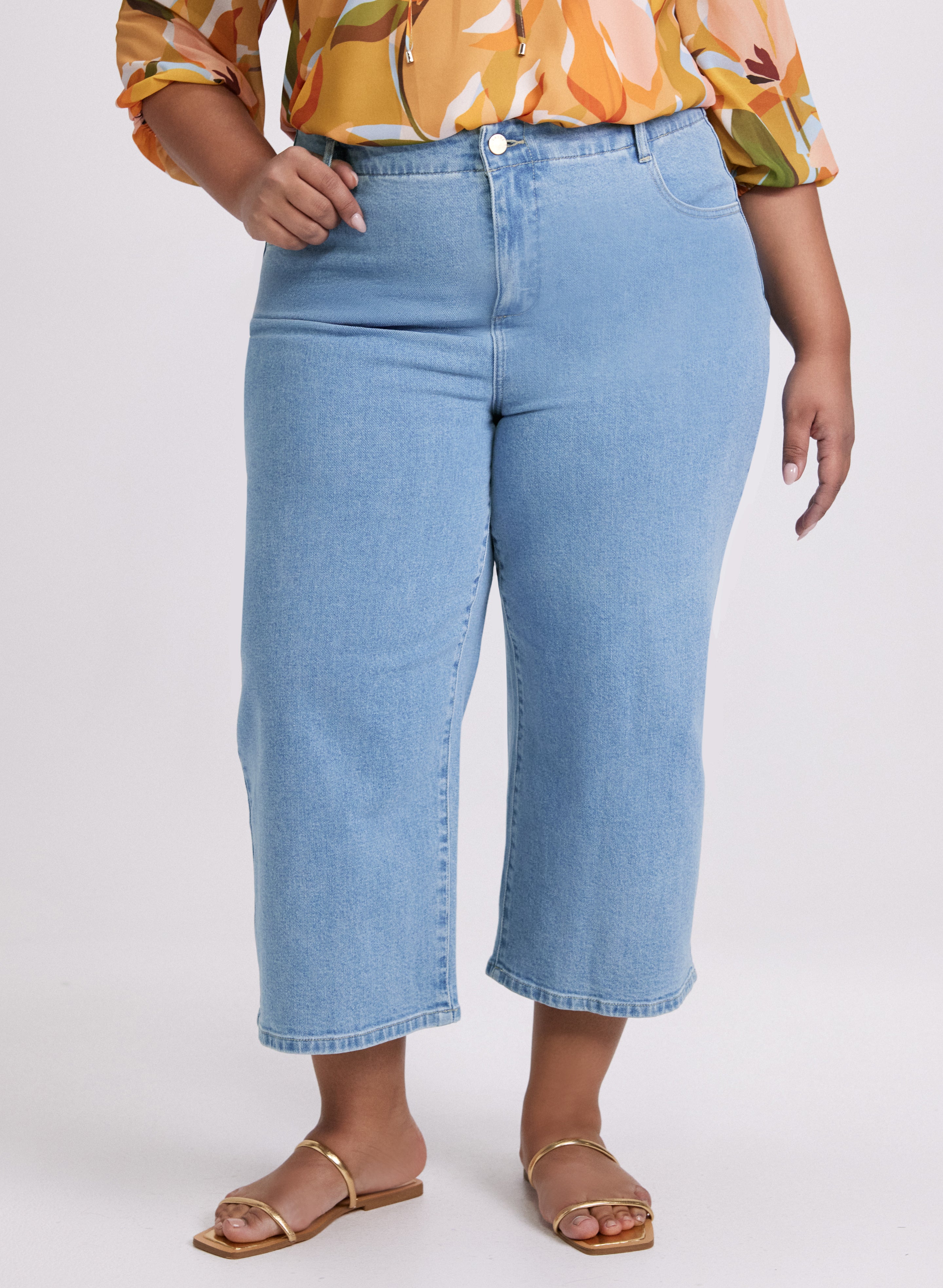 Stylish High Waist Cropped Wide Leg Jeans for Women - Trendy Comfortable Denim Pants for Casual Outfits & Summer Fashion