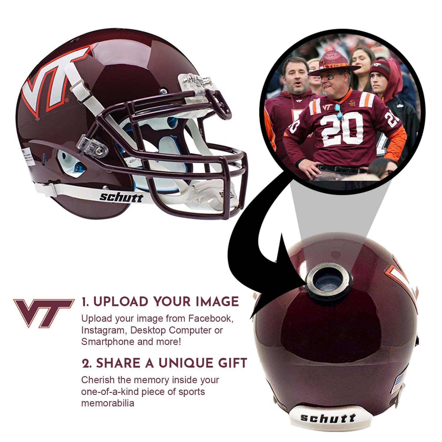 Virginia Tech Hokies College Football Collectible Mini Helmet - Authentic Replica with Display Stand - Perfect for Fans, Sports Memorabilia Collectors & Game Room Decor