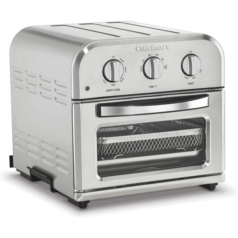 Cuisinart TOA-26FR Compact Air Fryer Convection Toaster Oven with 4 Functions - Stainless Steel (Renewed) - Perfect for Baking, Roasting, Toasting & Air Frying in Small Kitchens