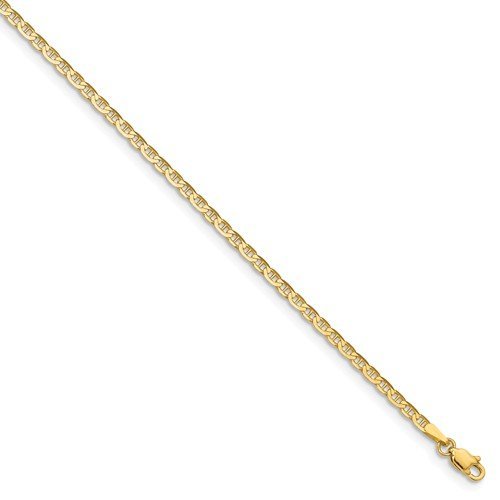 14K Yellow Gold Polished 2mm Anchor Link Anklet Bracelet for Women - Elegant Beach Jewelry for Summer Outfits & Vacation Accessories