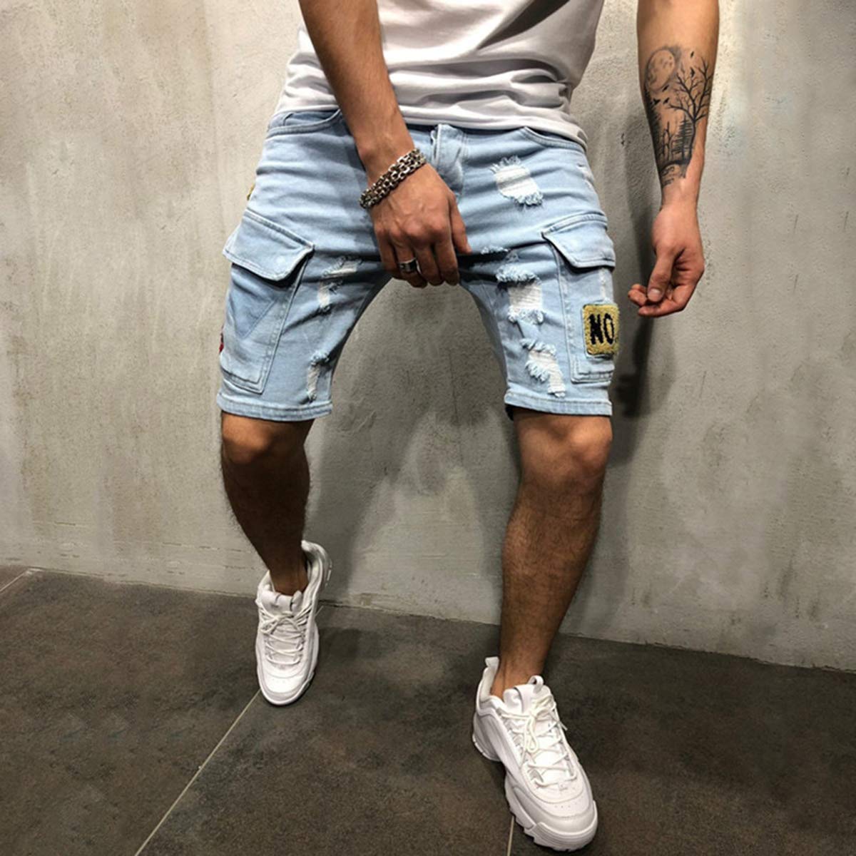 Seidarise Men's Distressed Denim Shorts - Ripped Blue Jean Shorts for Casual Wear | Perfect for Summer Outfits, Beach Trips & Street Style Fashion