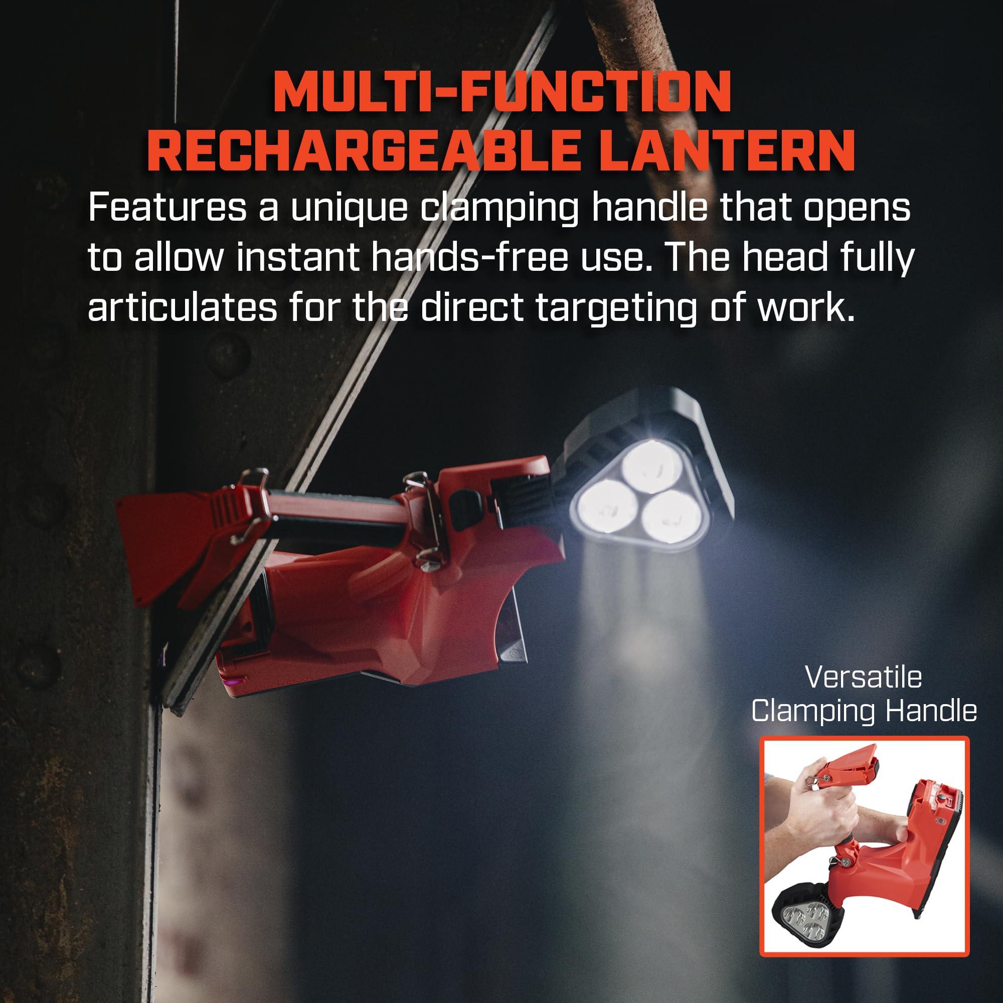 Streamlight 44360 Vulcan Clutch 1700-Lumen Rechargeable Multi-Function Lantern - Orange (Light Only) | Bright LED Work Light for Camping, Emergency, Construction & Outdoor Activities