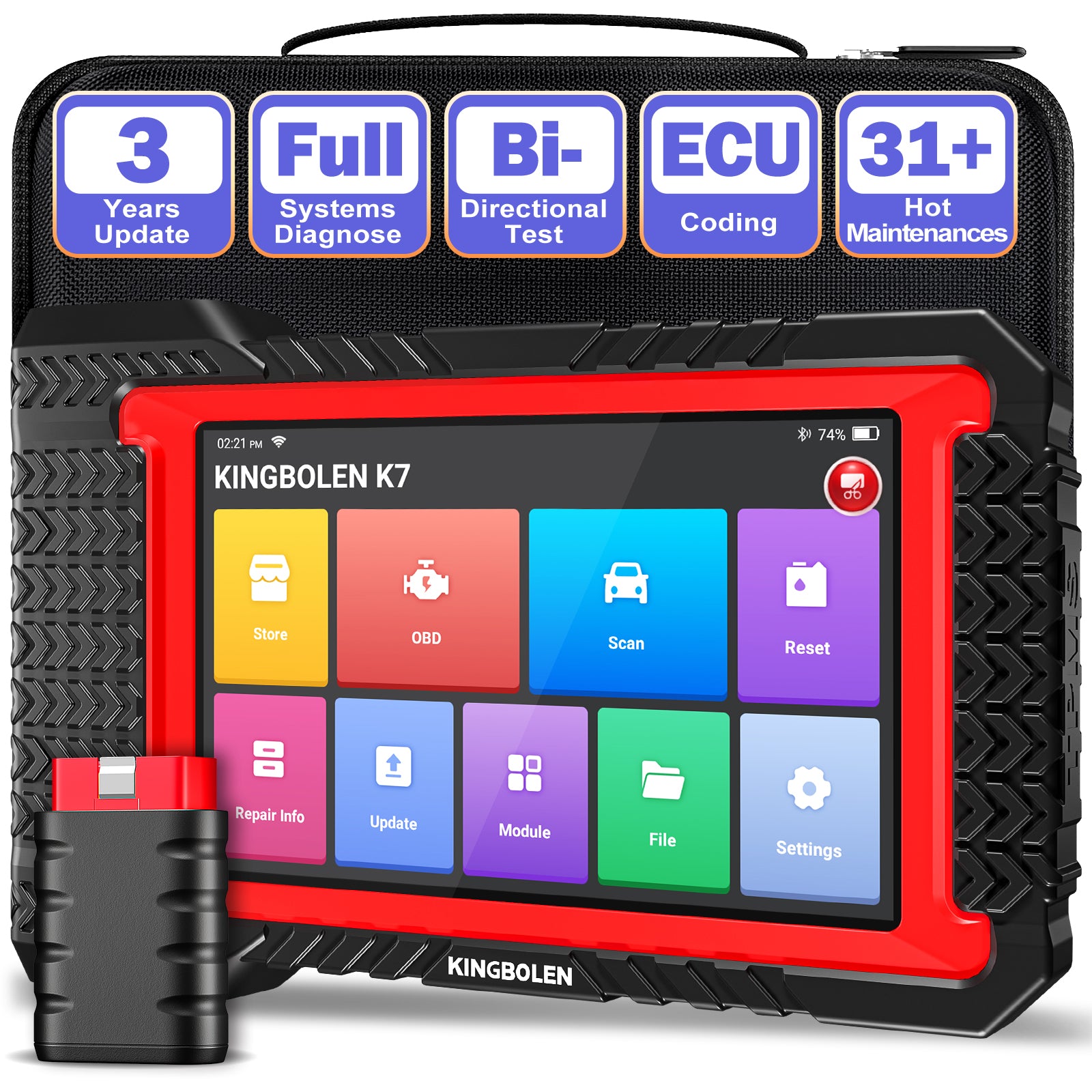 KINGBOLEN® K7 Bidirectional OBD2 Scanner - Bluetooth Diagnostic Tool for All Systems with 3 Years Free Updates | Car Engine Code Reader for Mechanics & DIY Auto Repair