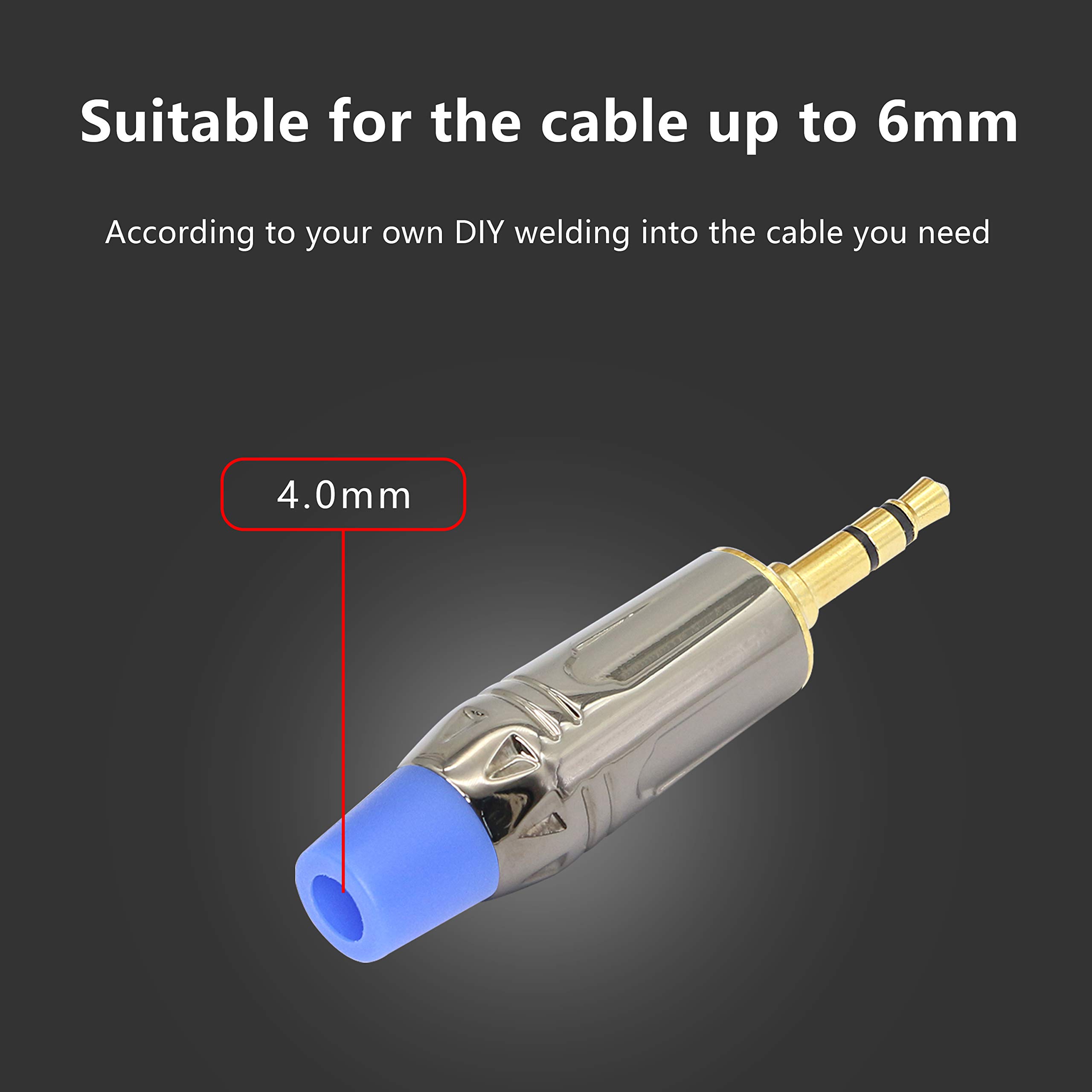 GELRHONR 3.5mm Male Plug Headphone Audio Connector - 2-Pack TRS Solder Type DIY Replacement Adapter for Stereo Headsets, Earbuds, Speakers | Repair & Custom Audio Cable Projects | Home, Studio, Car Use