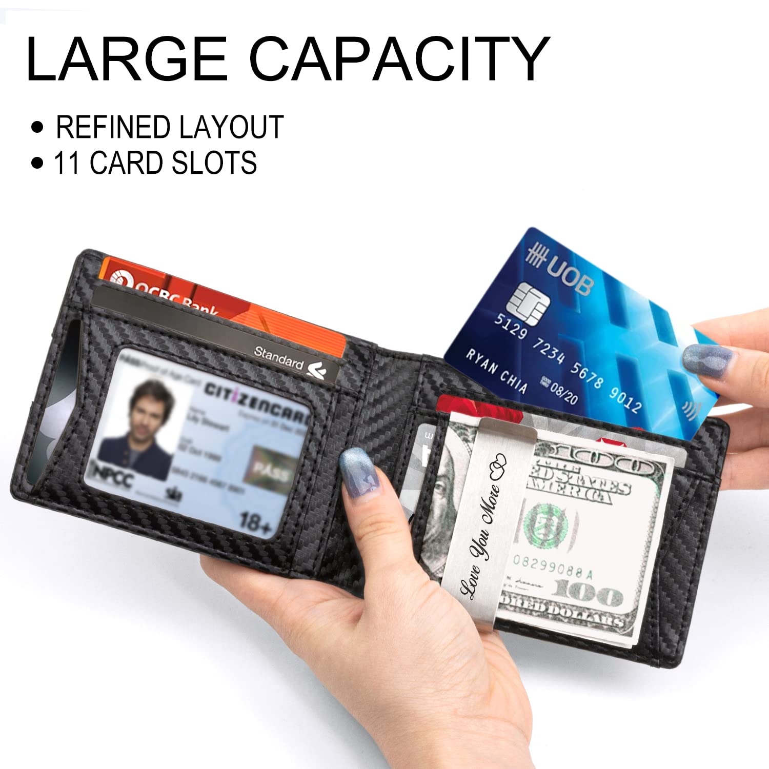 Personalized Leather Wallet for Men - Engraved Slim Bifold Wallet with Money Clip & RFID Protection - Perfect Gift for Husband, Boyfriend, Father (Birthday, Anniversary, Christmas) - Ideal for Everyday Use, Travel & Business