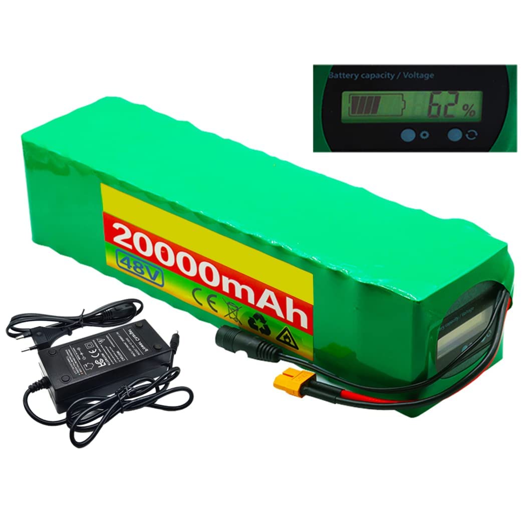 48V 20000mAh E-Bike Lithium Battery Pack - 20Ah 13S6P Li-ion Battery with BMS & 54.6V Charger - Compatible with Electric Scooters, ATVs, Wheelchairs & Golf Carts - Perfect for Commuting, Off-Road Adventures & Mobility Assistance