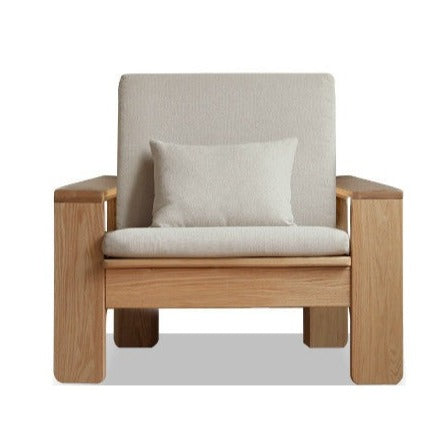 Modern Nordic Fabric Sofa - Solid Oak Wood Frame - Stylish & Durable Living Room Furniture for Small Spaces & Apartments