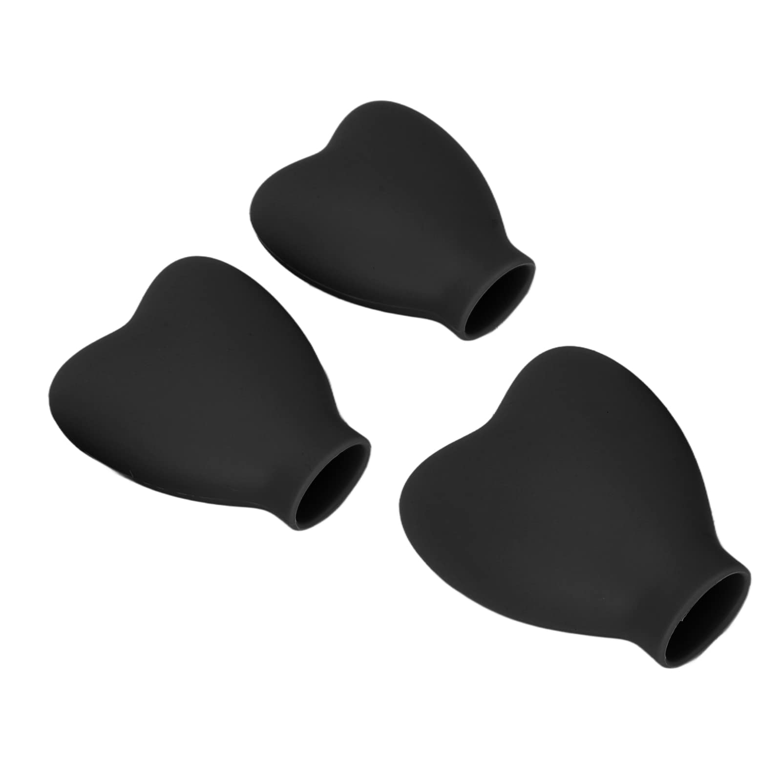 EXCLUZO Heart-Shaped Silicone Makeup Brush Cover Set - 3 Pack Soft Portable Brush Protectors for Travel & Home Storage (Black) | Perfect for Organizing Brushes in Makeup Bags, Suitcases & Vanity Drawers