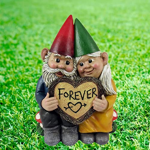 Refutuna Garden Gnome Statue - Dwarf Couple Outdoor Decor, Weather-Resistant Garden Sculpture for Yard, Lawn & Porch - Perfect for Patio Decorations, Fairy Gardens & Backyard Landscaping