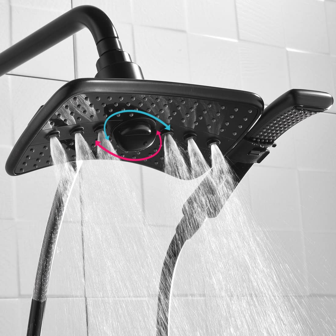 BRIGHT SHOWERS 4-Spray Shower Head Set - Oil Rubbed Bronze & Black Finish with 60