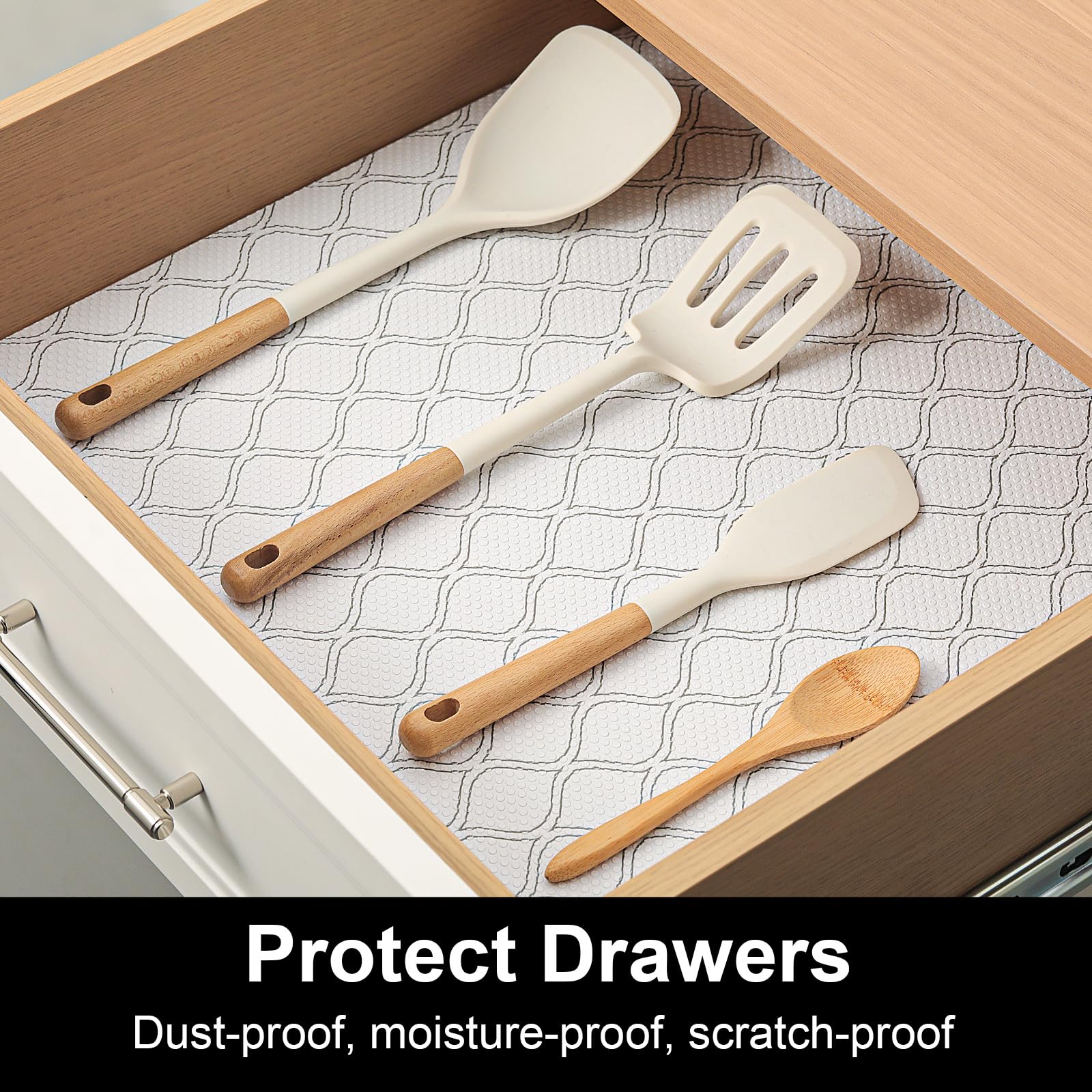 Non-Slip Cooyes Drawer and Shelf Liner - Thick Grip Mats for Kitchen Cabinets, Desks, Shelves, Bathroom Drawers & Fridge - Durable Cabinet Protection for Home & Office Organization