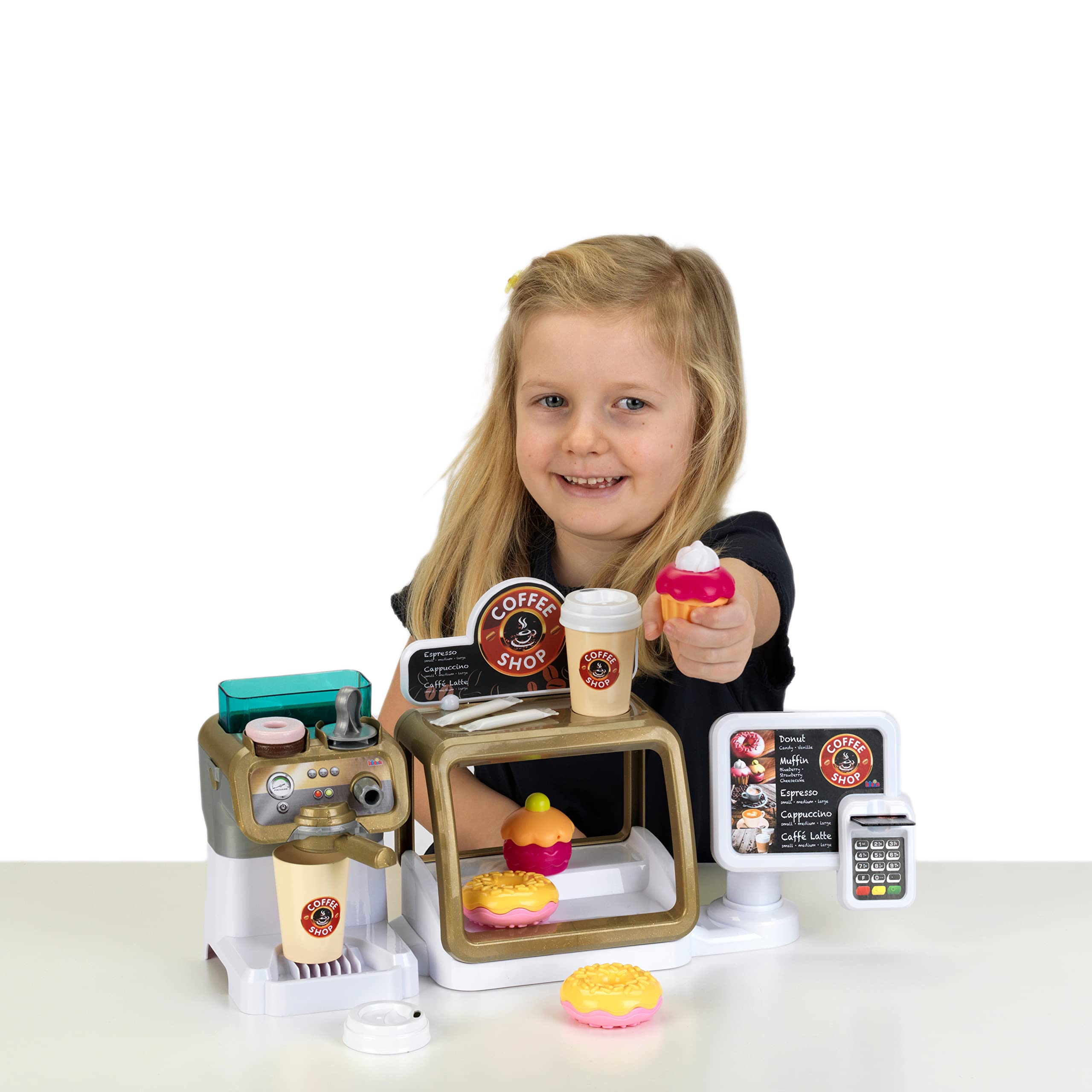 Theo Klein Pretend Play Coffee Shop Set - Kids Toy Barista Espresso Machine & Accessories for Imaginative Play - Perfect for Birthday Gifts & Role Play Games (Cafe, Kitchen, Home)