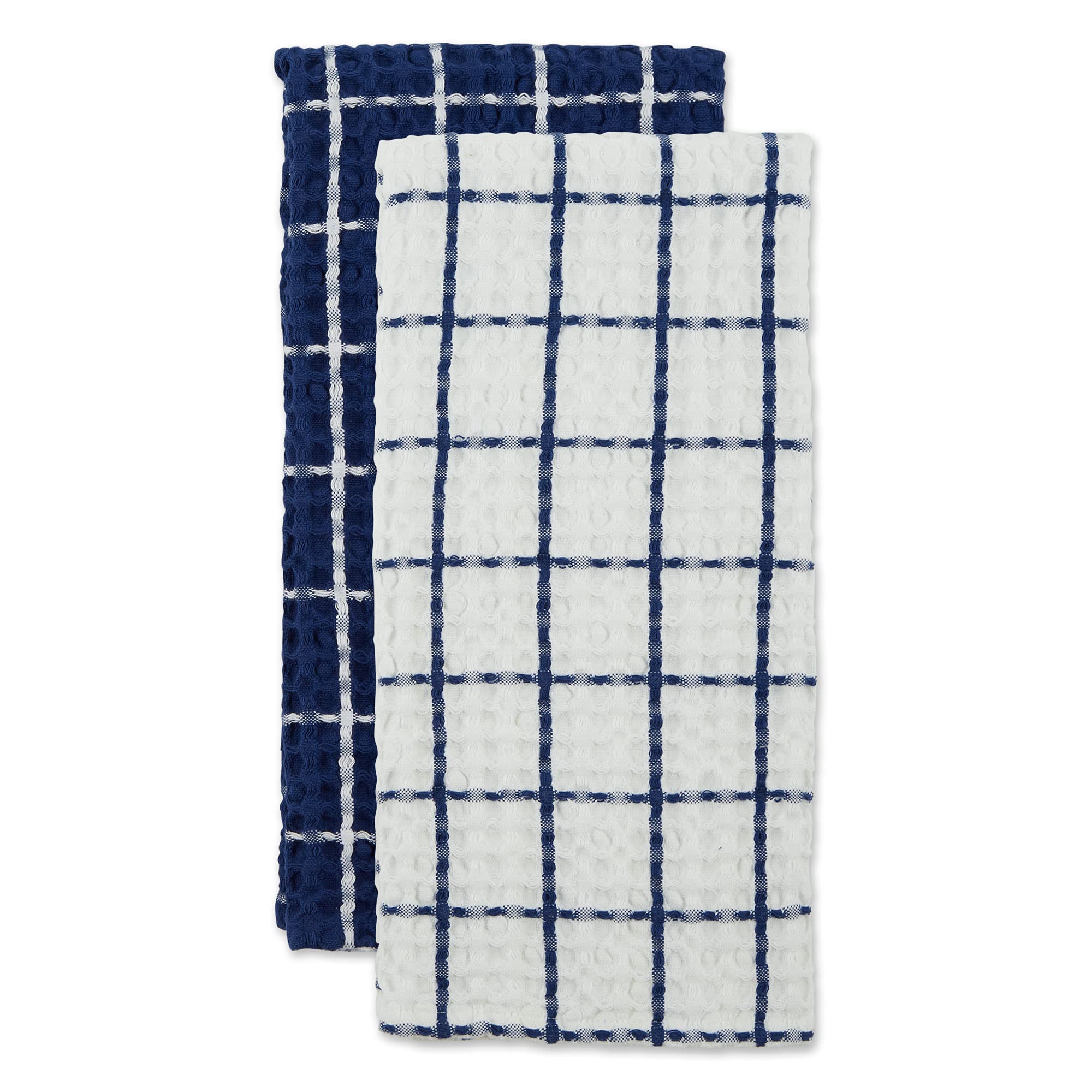 DII Washed Waffle Collection Oversized Preshrunk Ultra Absorbent Dish Towel Set, 20x30 Inches, Nautical Blue, 2-Piece - Perfect for Kitchen, Bathroom & Beach House Decor