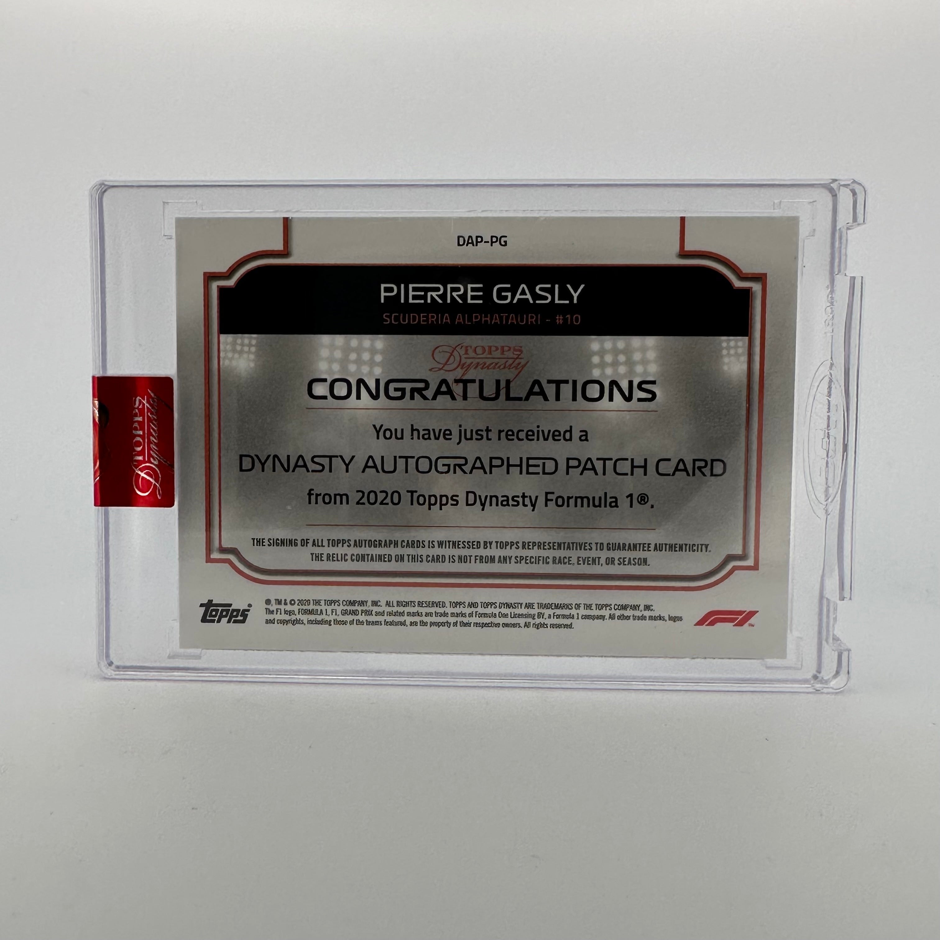 2020 Topps Dynasty F1 Pierre Gasly #DAP PG Silver Autograph Patch Card - Rare Collectible for Formula 1 Fans & Sports Memorabilia Enthusiasts (Perfect for Display, Trading, and Investment)