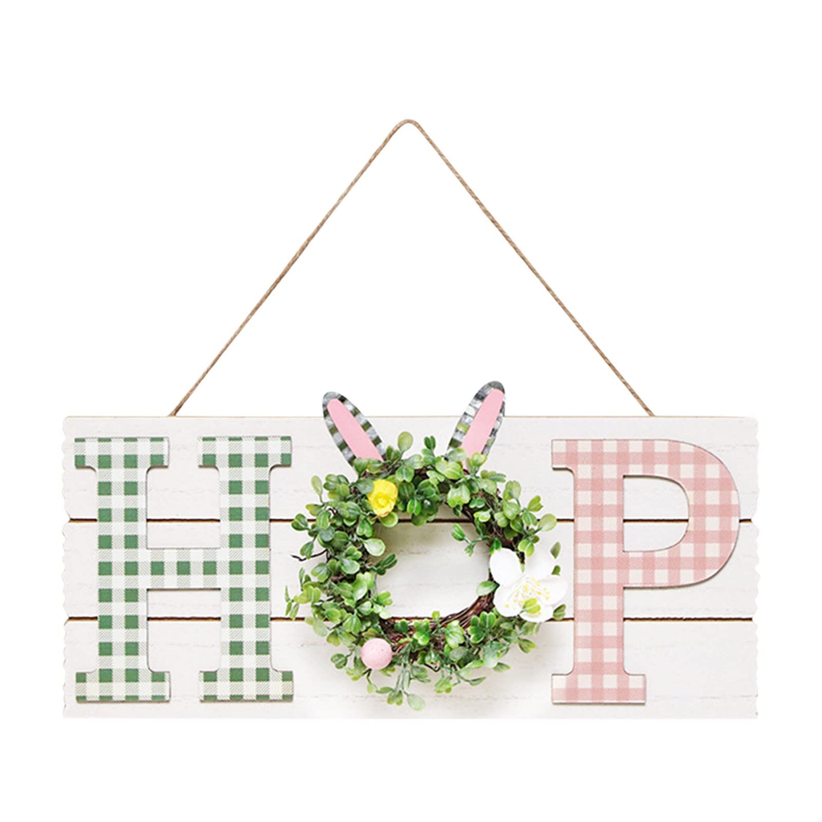 Rustic Wooden Hanging Easter Wreath - Farmhouse Spring Summer Front Door Decor for Home, Wall, Porch - White Floral Wreath (One Size) | Perfect for Easter Decorations, Farmhouse Style Homes, and Seasonal Front Door Welcome Decor