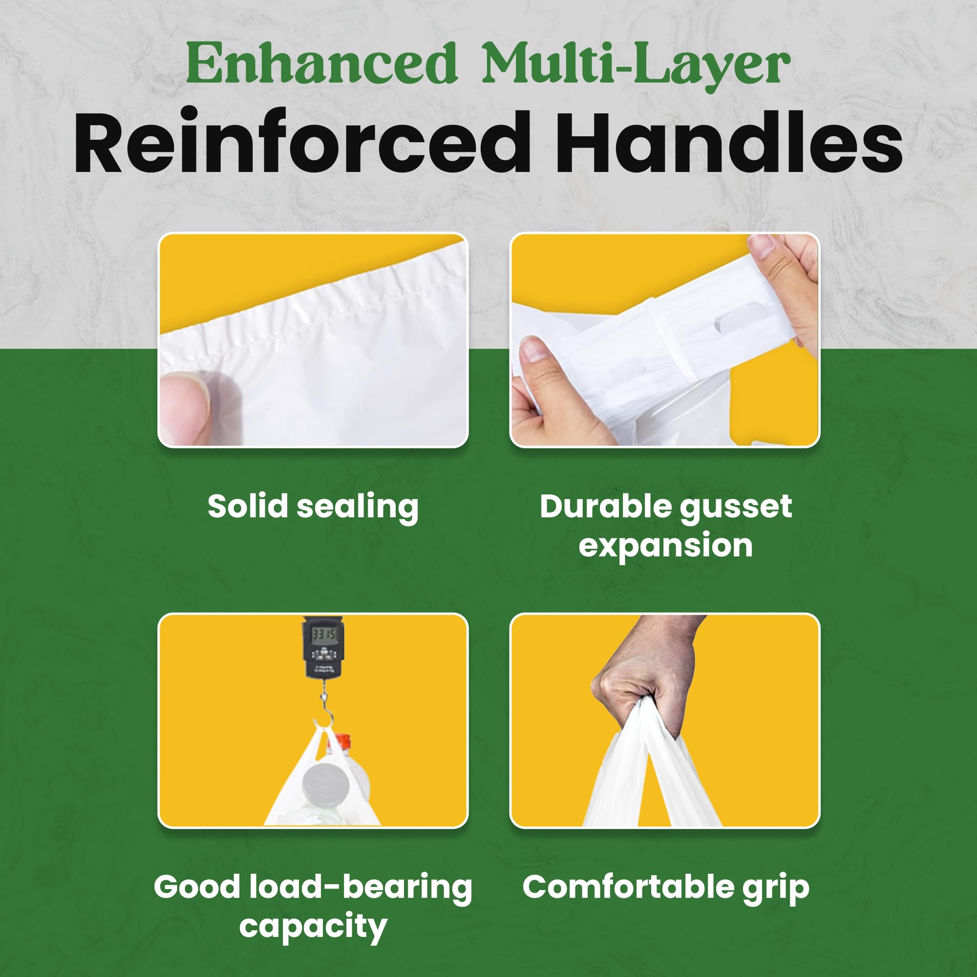 Reusable Plastic Bags with Handles - Eco-Friendly T-Shirt Shopping Bags for Small Business & Retail | Recyclable Grocery Bags for Food, Takeout & Restaurants | 21