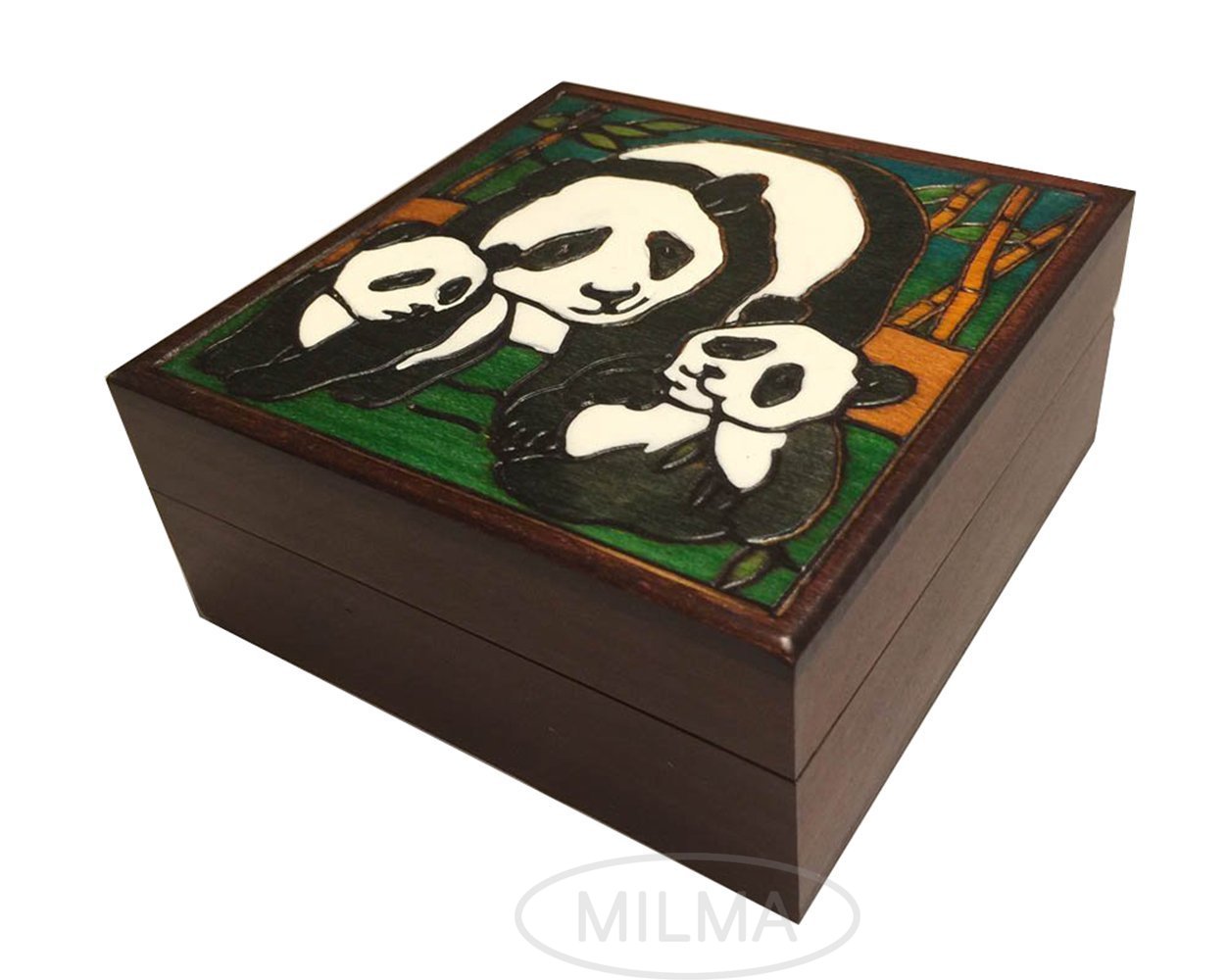 Handmade Panda Family Wooden Keepsake Box - Decorative Gift Box for Kids & Adults - Polish Artisan Craft - Perfect for Jewelry Storage, Home Decor & Special Occasions