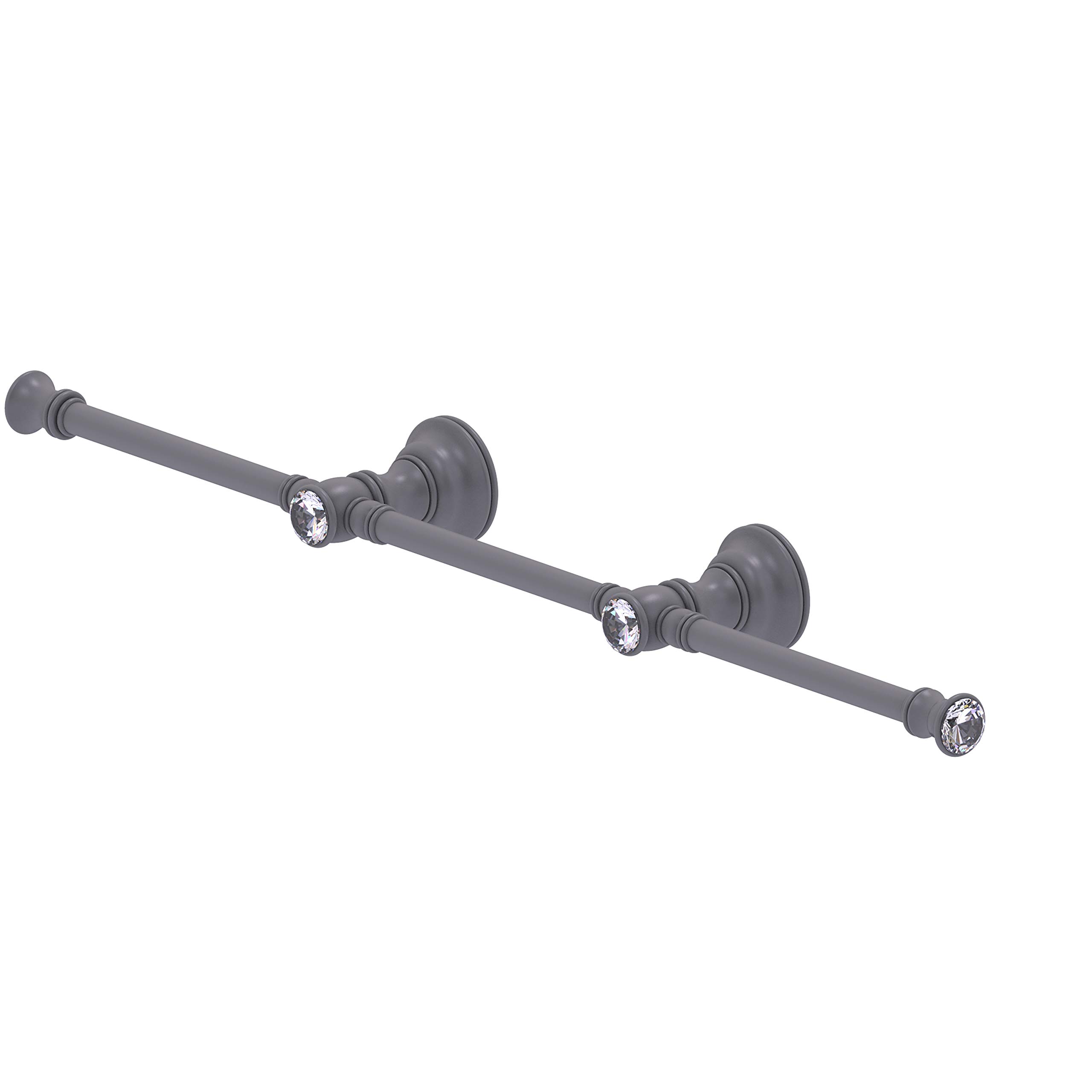 Allied Brass CC-HTB-3-GYM Carolina Crystal Collection 3-Arm Bathroom Towel Holder, Matte Gray - Perfect for Gym, Spa, and Luxury Home Bathrooms