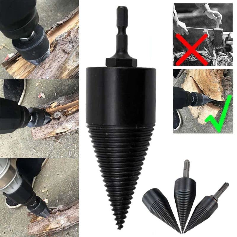 6PCS Firewood Log Splitter Drill Bit Set - Removable Cones Wood Splitter for Electric Drill, 32-42mm Woodworking Tools for DIY Firewood Splitting & Household Use (Perfect for Camping, Fireplaces & Wood Stoves)