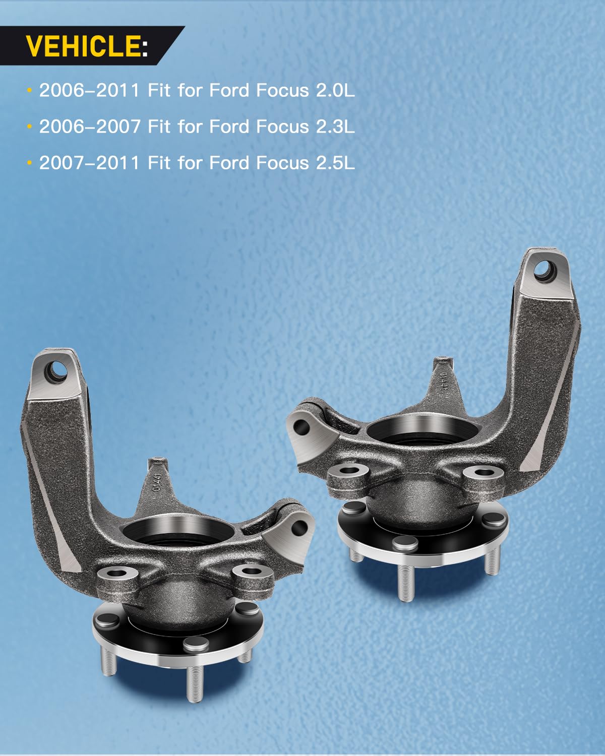OCPTY Front Wheel Hub Bearing & Steering Knuckle Assembly Pair - Compatible with 2006-2011 Ford Focus 2.0L (Driver & Passenger Side) - 2 Pack (698-407, 698-406, LK003, LK004) - Perfect for Smooth Ride & Wheel Alignment Repair