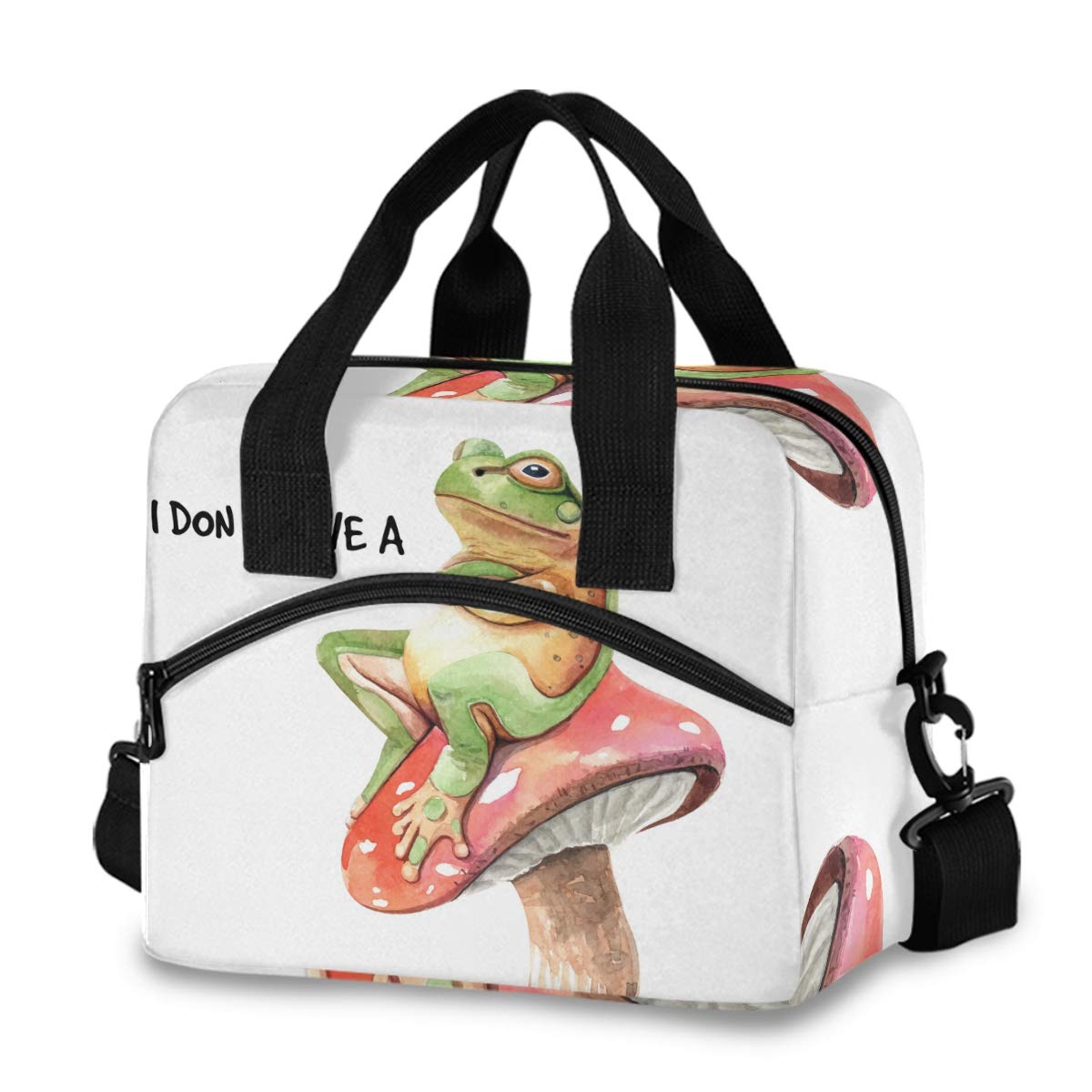 Reusable Insulated Lunch Bag with Adjustable Shoulder Strap - Funny 'I Don't Give A Frog' Cooler Lunch Box for Adults, Men & Women - Perfect for School, Office, Picnics & Outdoor Activities