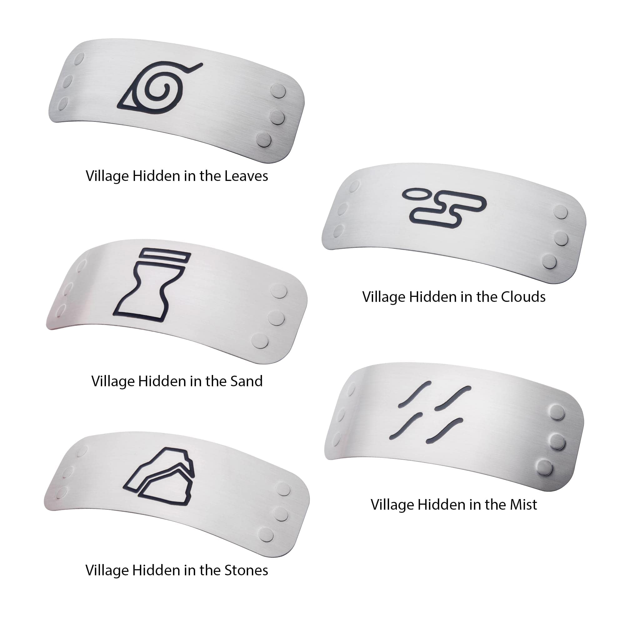 Naruto Cosplay Headband Set with 4 Hidden Leaf Village Plates - Perfect for Anime Conventions, Halloween Costumes & Naruto Fan Gifts