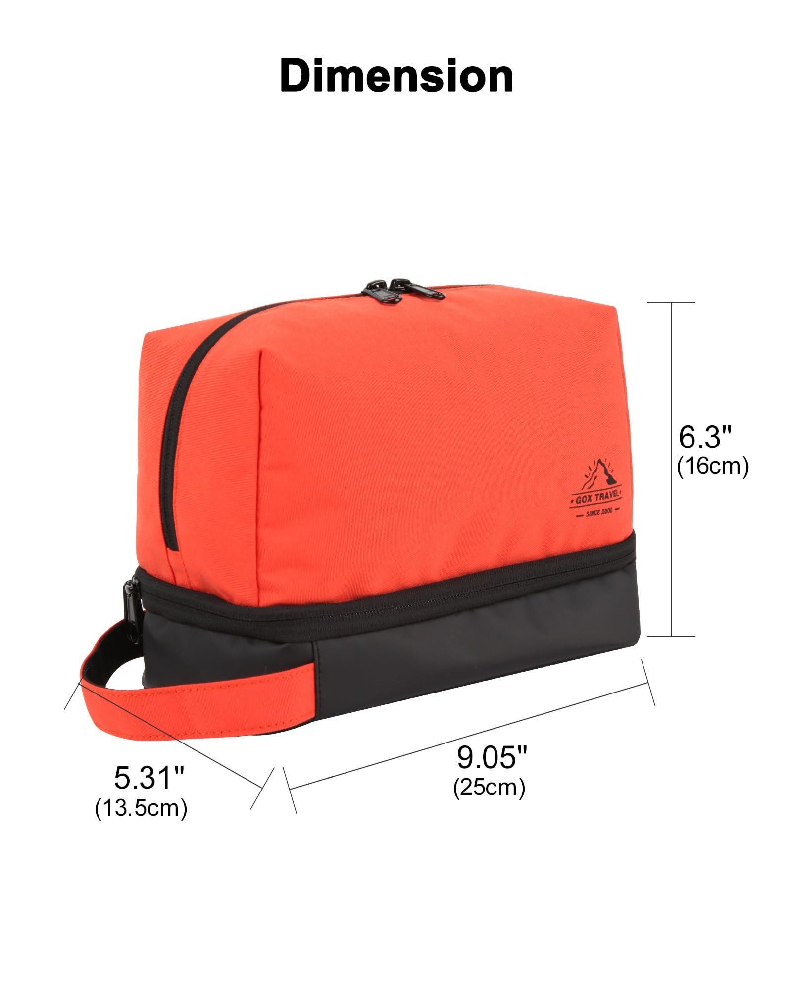 **GOX Men's Water-Resistant Travel Toiletry Bag - Portable Dopp Kit for Shaving, Brushes & Toiletries Accessories - Ideal for Gym, Camping & Business Trips (Orange)**