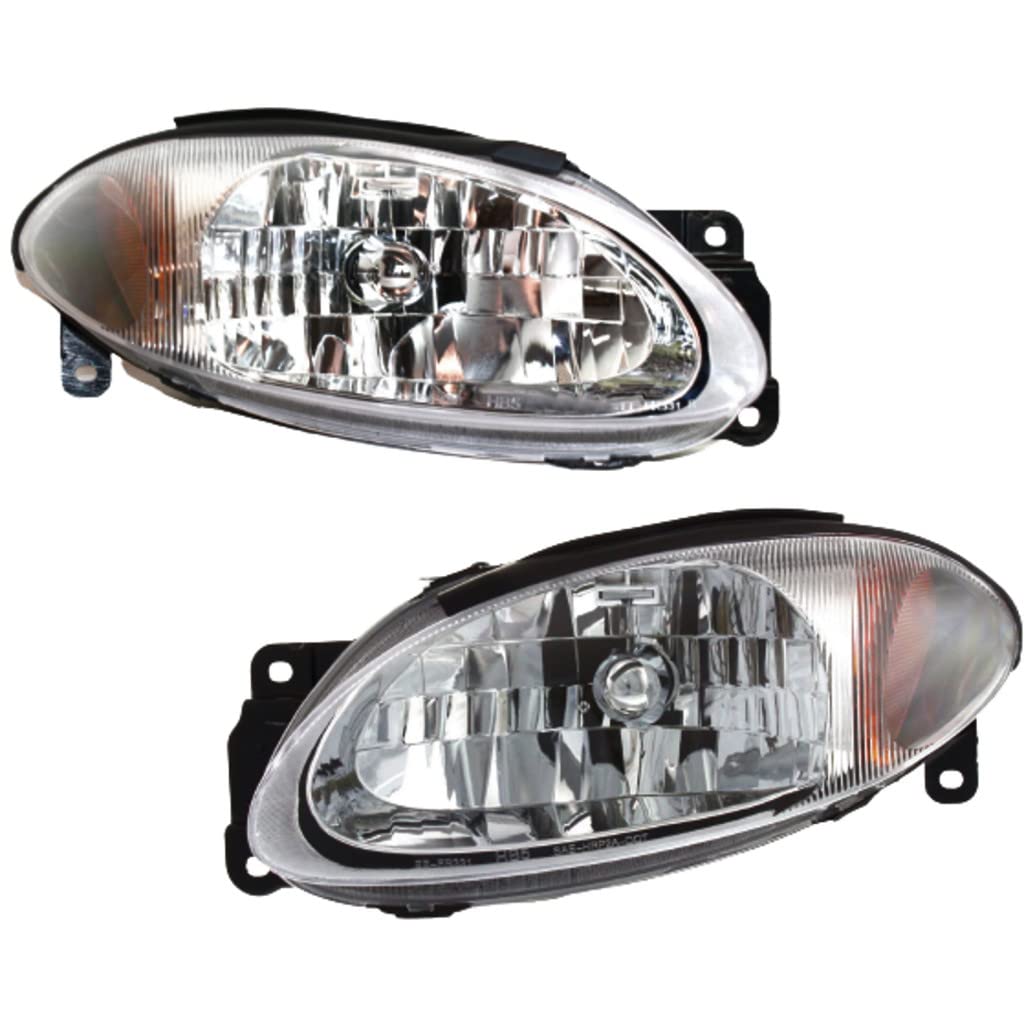 1998-2003 Ford Escort Headlights Pair - Driver & Passenger Side for Coupe ZX2 | Replacement for XS4Z 13008DA/CA - Perfect for Night Driving