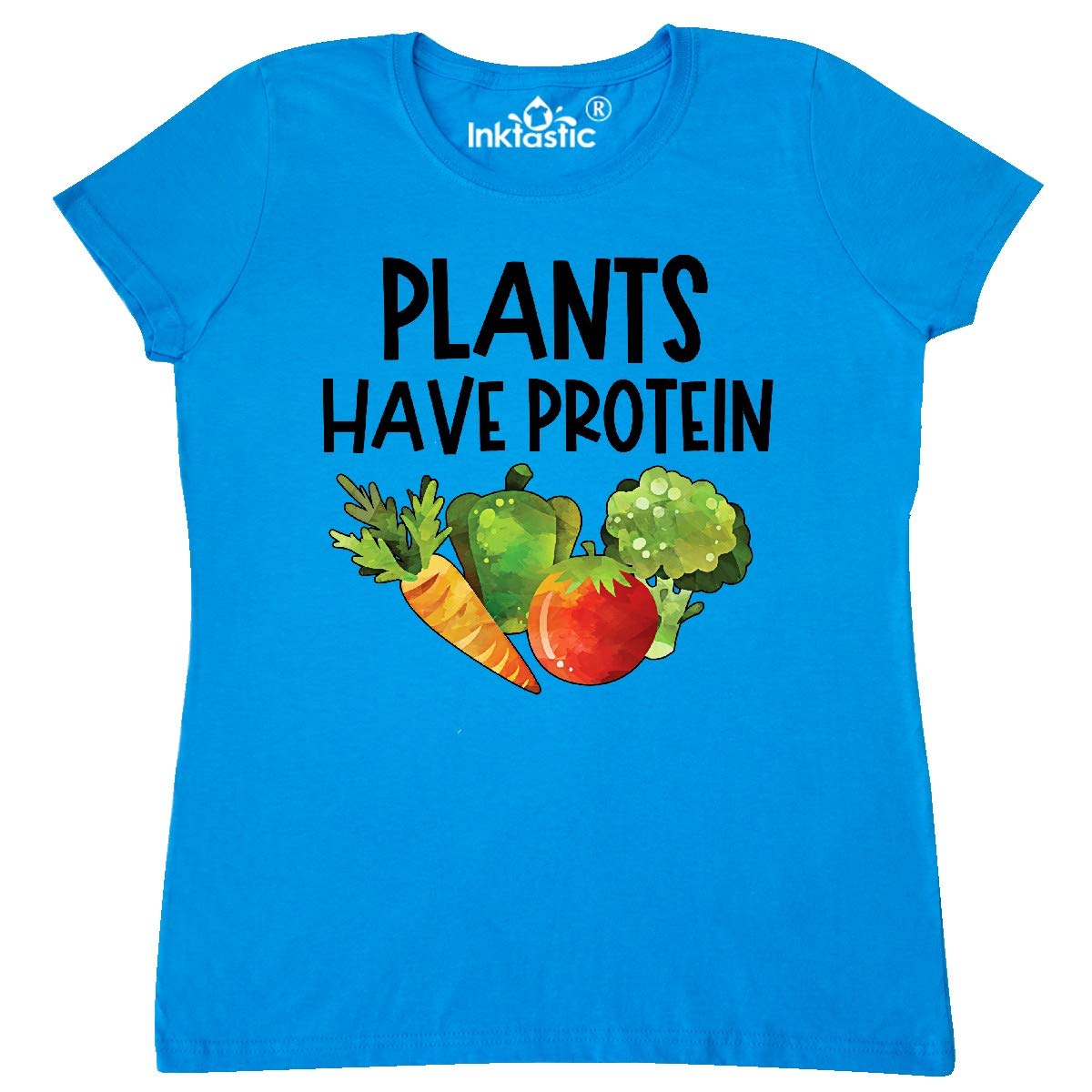 Vegan Plants Have Protein Women's T-Shirt | Eco-Friendly Cotton Tee | Funny Plant-Based Apparel for Women | Perfect for Gym, Yoga & Casual Wear
