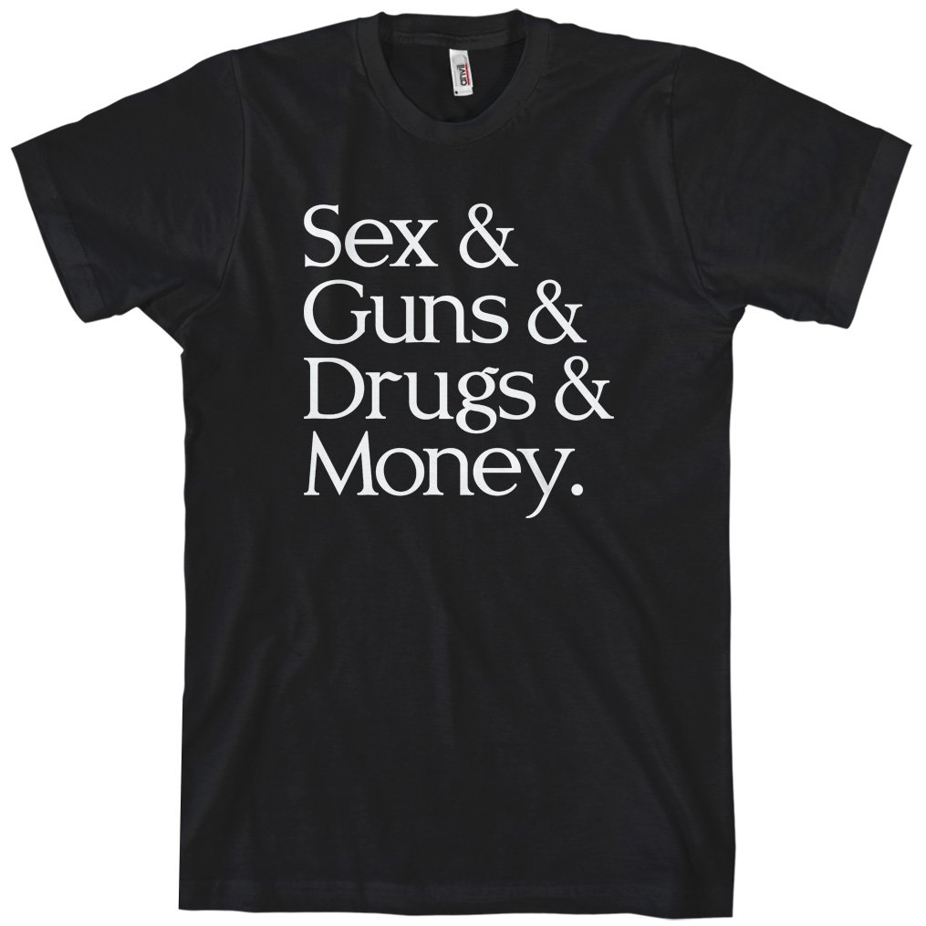 Smash Transit Men's Graphic T-Shirt - Sex Guns Drugs Money Print - Cool Casual Streetwear for Men - Perfect for Concerts, Parties & Urban Fashion