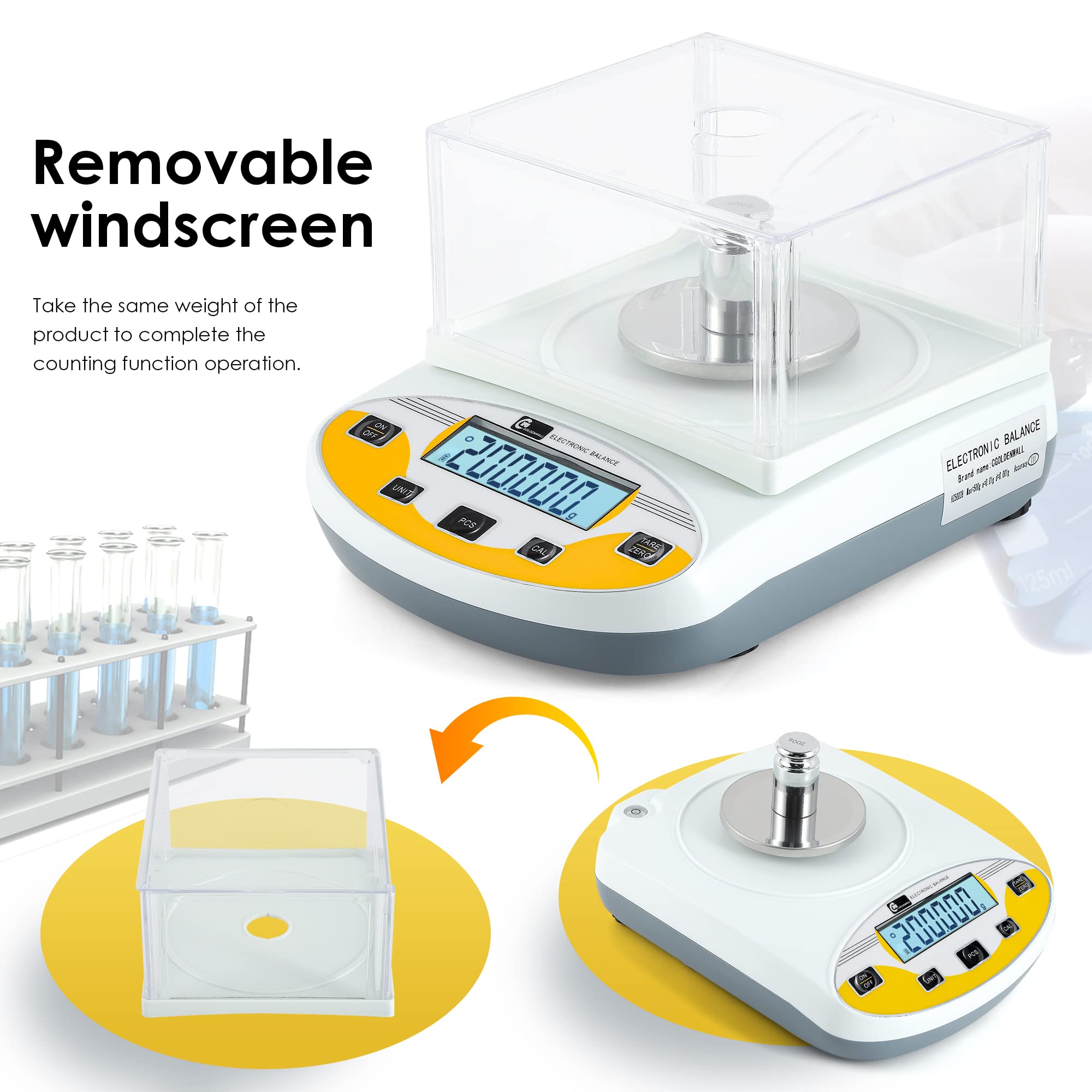 CGOLDENWALL 500g x 0.001g Precision Digital Analytical Balance - Lab Scale for Jewelry Weighing, Scientific Research & Chemistry Experiments | High Accuracy Electronic Scale with Calibration & 110V Power (Ideal for Laboratories, Pharmacies & Jewelry Stores)