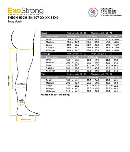 Solaris Exo Strong Compression Stockings 20-30 mmHg with Silicone Top Band - Open Toe for Women & Men - Medical Grade Support for Varicose Veins, Swelling, Circulation - Perfect for Travel, Nursing, Pregnancy, Post-Surgery Recovery