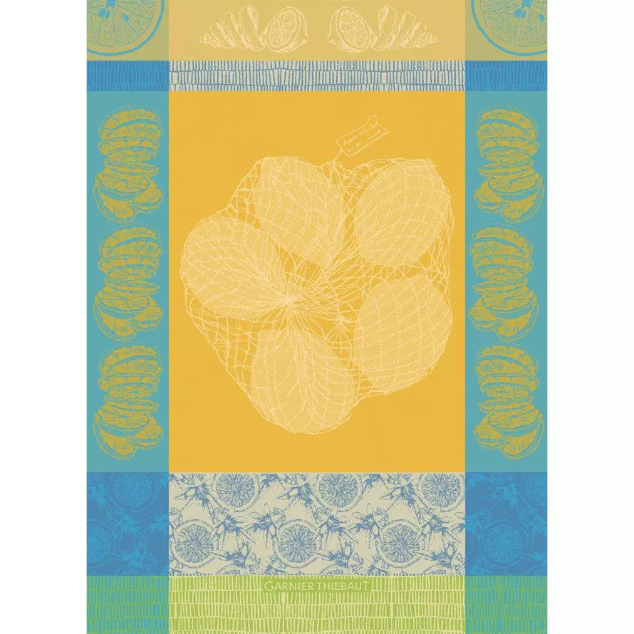 Garnier Thiebaut Premium Cotton Tea Towels - Lemon Sun Design, Absorbent & Durable Kitchen Towels for Drying Dishes & Decor | Perfect for French Country Kitchen & Farmhouse Style Decor
