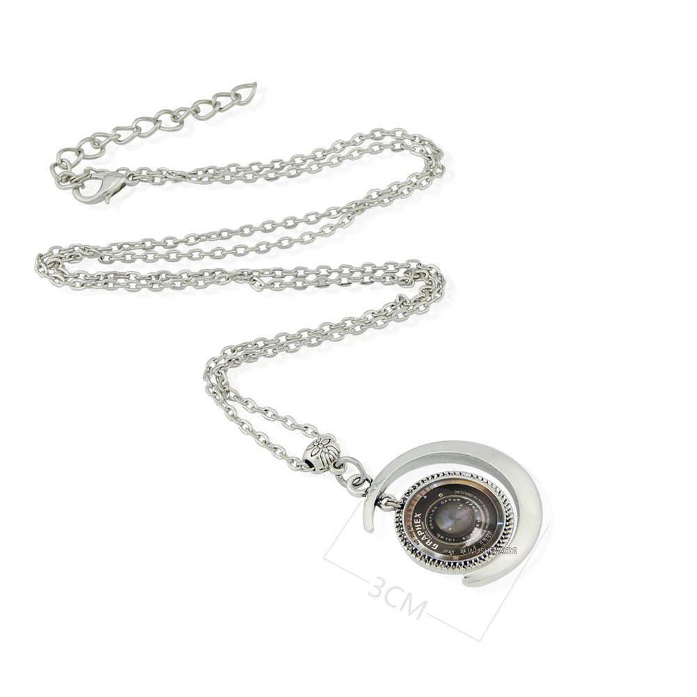 Vintage Camera Lens Pendant Necklace - Moon Pendant Jewelry with Grahpex Design for Photography Lovers | Perfect Gift for Photographers & Vintage Style Enthusiasts
