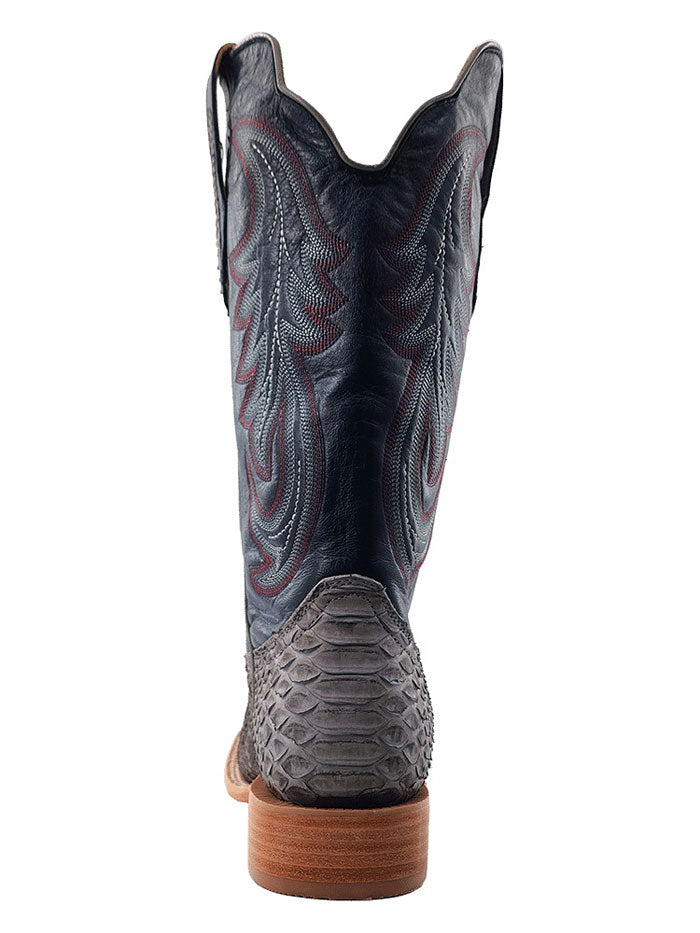 R.Watson RW7914 Men's Grey Suede Back Cut Python Western Boots - Perfect for Rodeo, Country Dancing & Cowboy Fashion