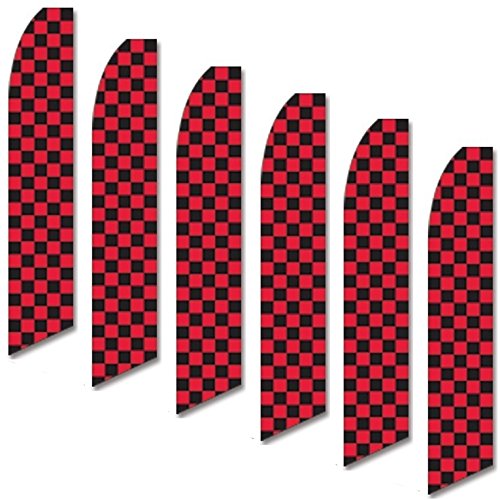 6 Pack Red and Black Checkered Racing Flags - Perfect for Race Tracks, Car Shows & Motorsport Events