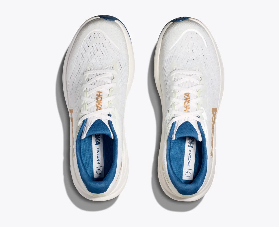 HOKA Men's Rincon 4 Wide Running Shoes - Frost/Gold Color - Lightweight Cushioned Sneakers for Road Running, Jogging & Gym Workouts