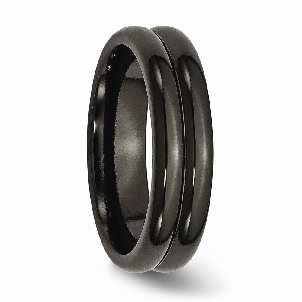 Solid Titanium Black Titanium Domed 6mm Wedding Band Ring for Men - Durable & Comfortable Titanium Wedding Ring for Everyday Wear, Anniversary, and Special Occasions