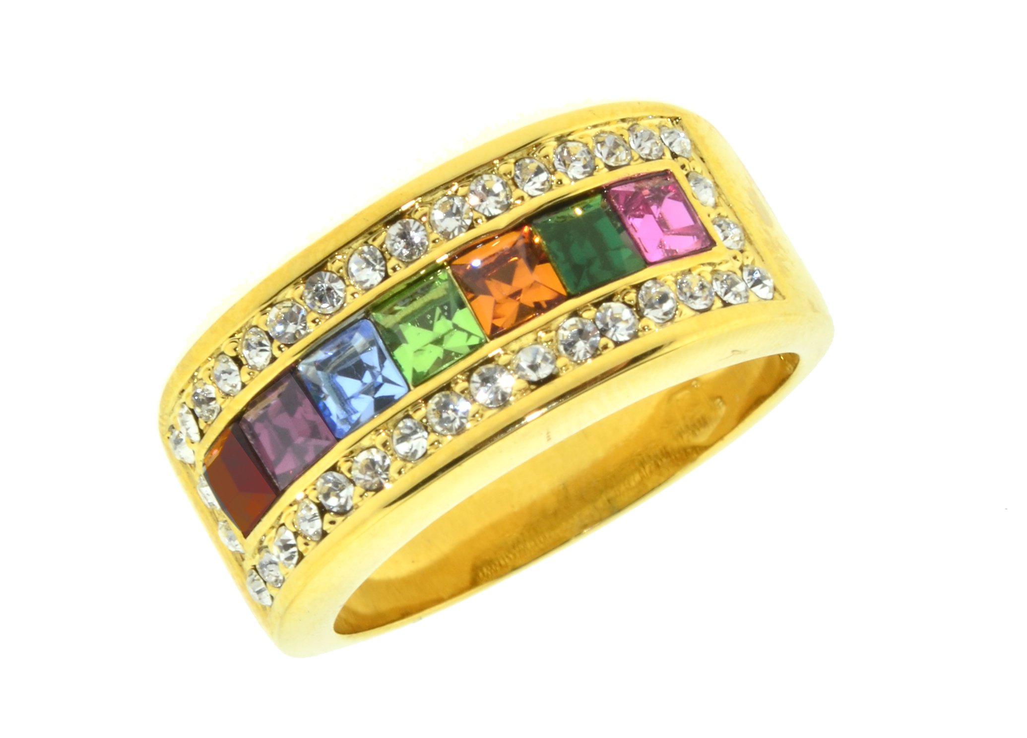 14K Gold Rainbow CZ Ring with Clear Cubic Zirconia Stones - LGBT Pride Ring for Men & Women - Perfect for Pride Parades, Weddings & LGBTQ+ Celebrations