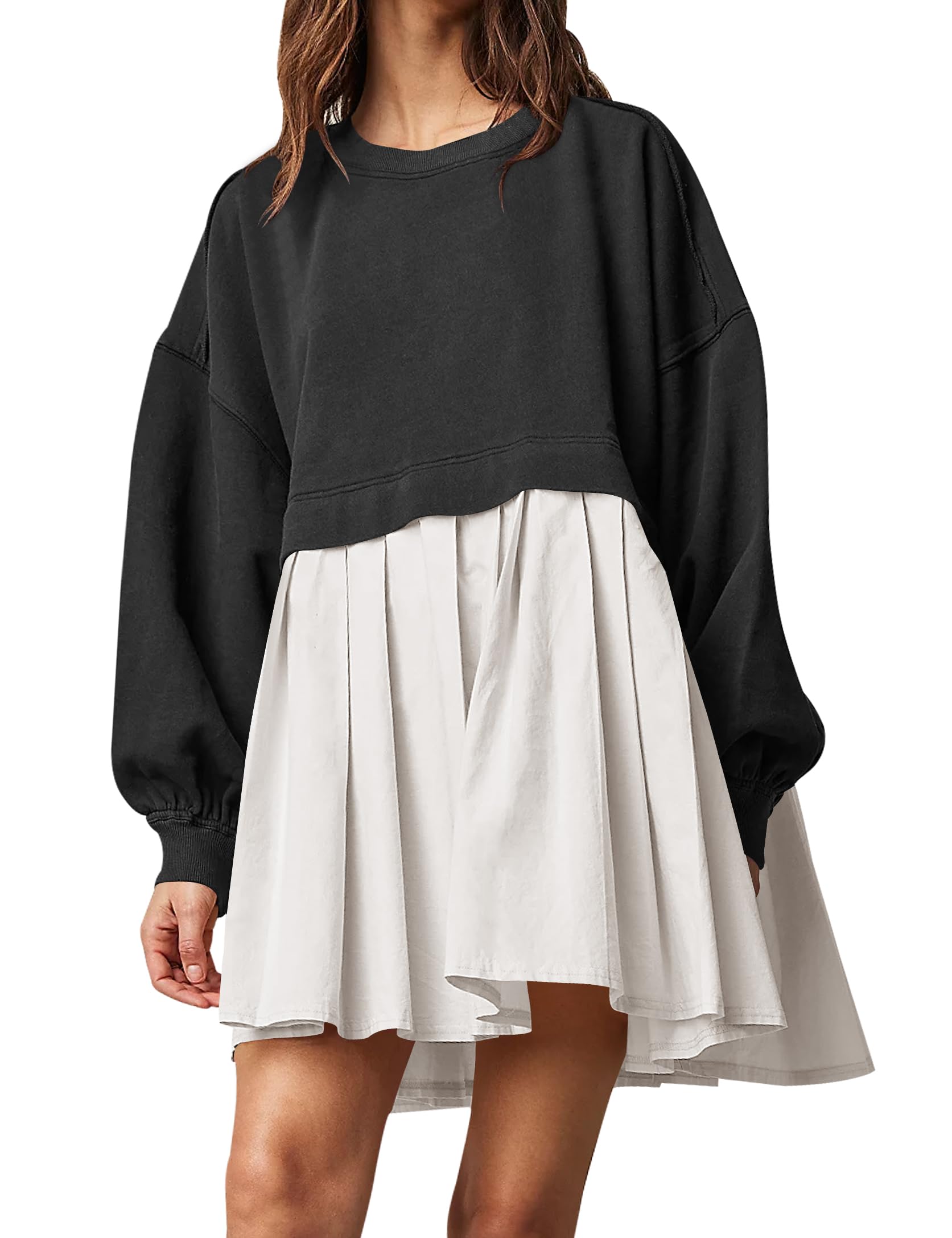 Ugerlov Women's Oversized Sweatshirt Dress - Long Sleeve Crewneck Pullover Top | Relaxed Fit Mini Dress for Casual Wear, Loungewear & Street Style