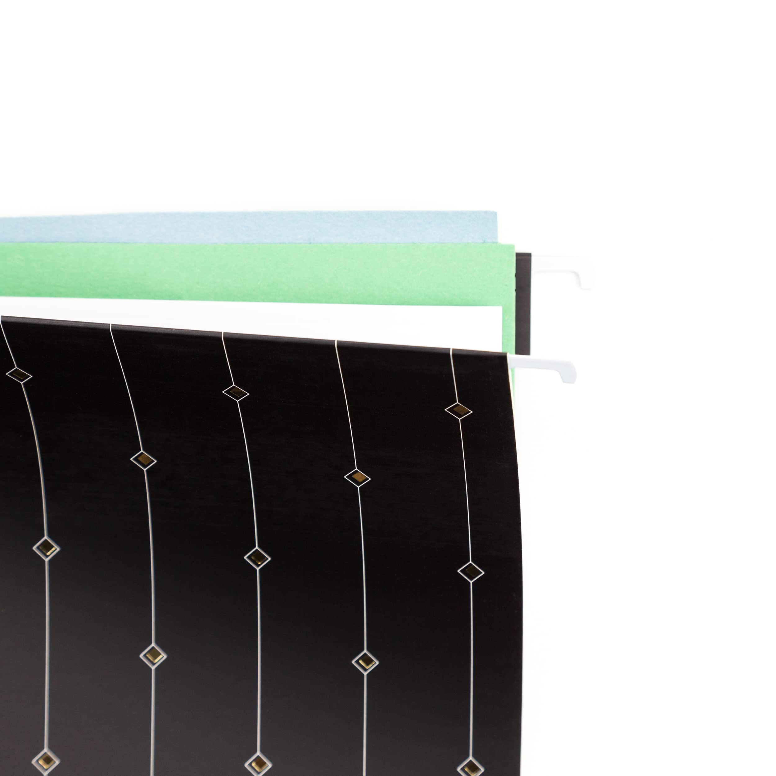 U Brands Classic Hanging File Folders Set - 6 Count, Black Gold & White, FSC Certified Office Supplies for Filing Cabinets, Document Organization & Home Office Storage