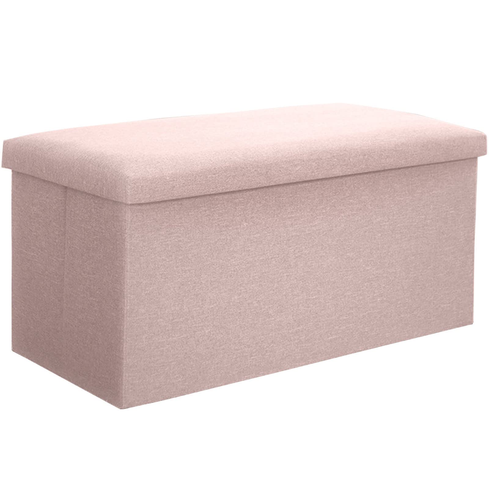 Foldable Storage Ottoman Bench - 25L Rectangular Footrest Stool with Cotton Linen Fabric for Living Room, Bedroom & Entryway - Portable Multi-Functional Storage Seat (15.7 x 9.8 x 9.8 Inches) - Perfect for Extra Seating, Shoe Storage & Home Organization
