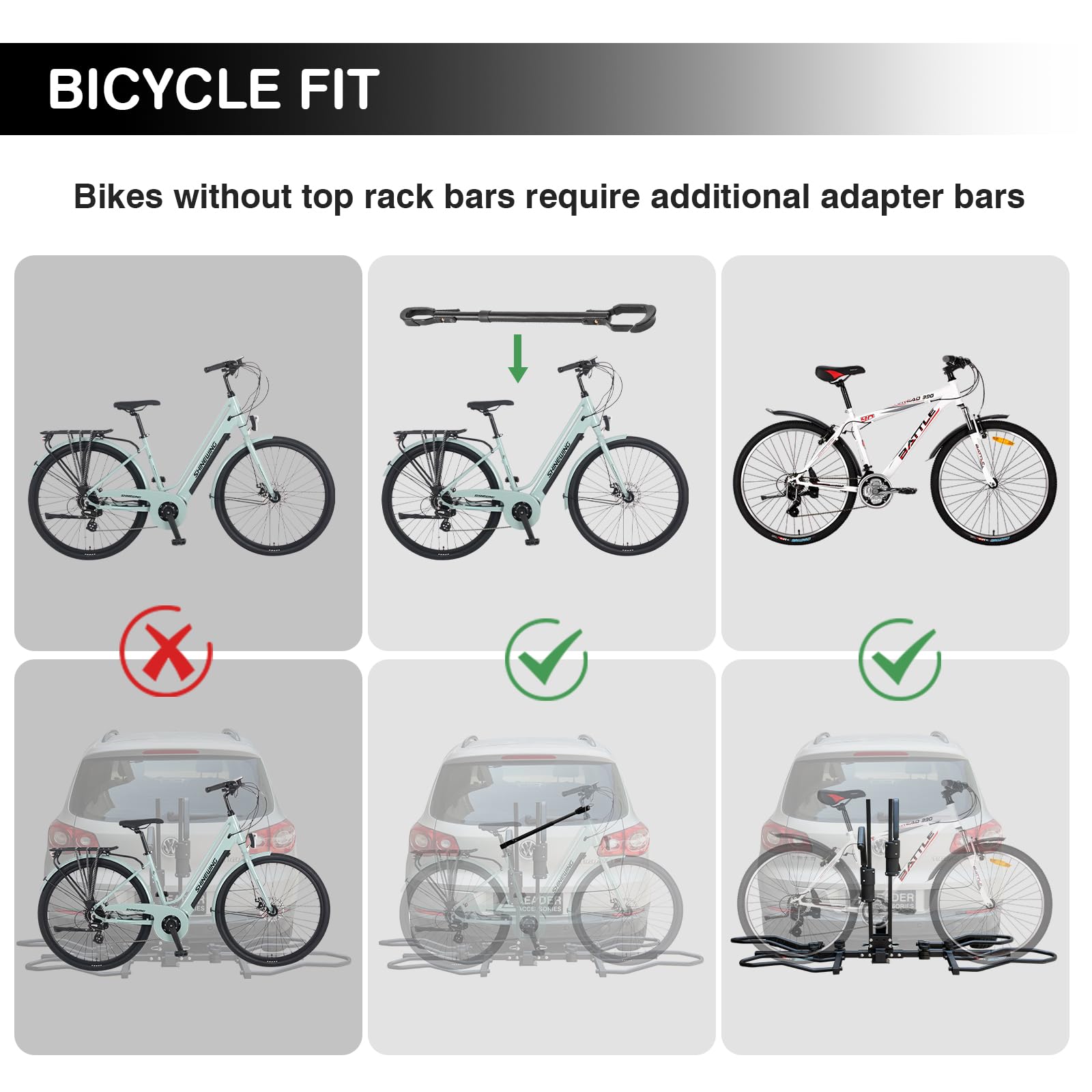 Leader Accessories TrekTote Platform Bike Rack for Car - Foldable 2 Bike Hitch Mount Carrier for SUV, Truck, RV & Ebikes | Quick Tilt Release, Anti-Wobble Design | Perfect for Road Trips, Camping & Outdoor Adventures