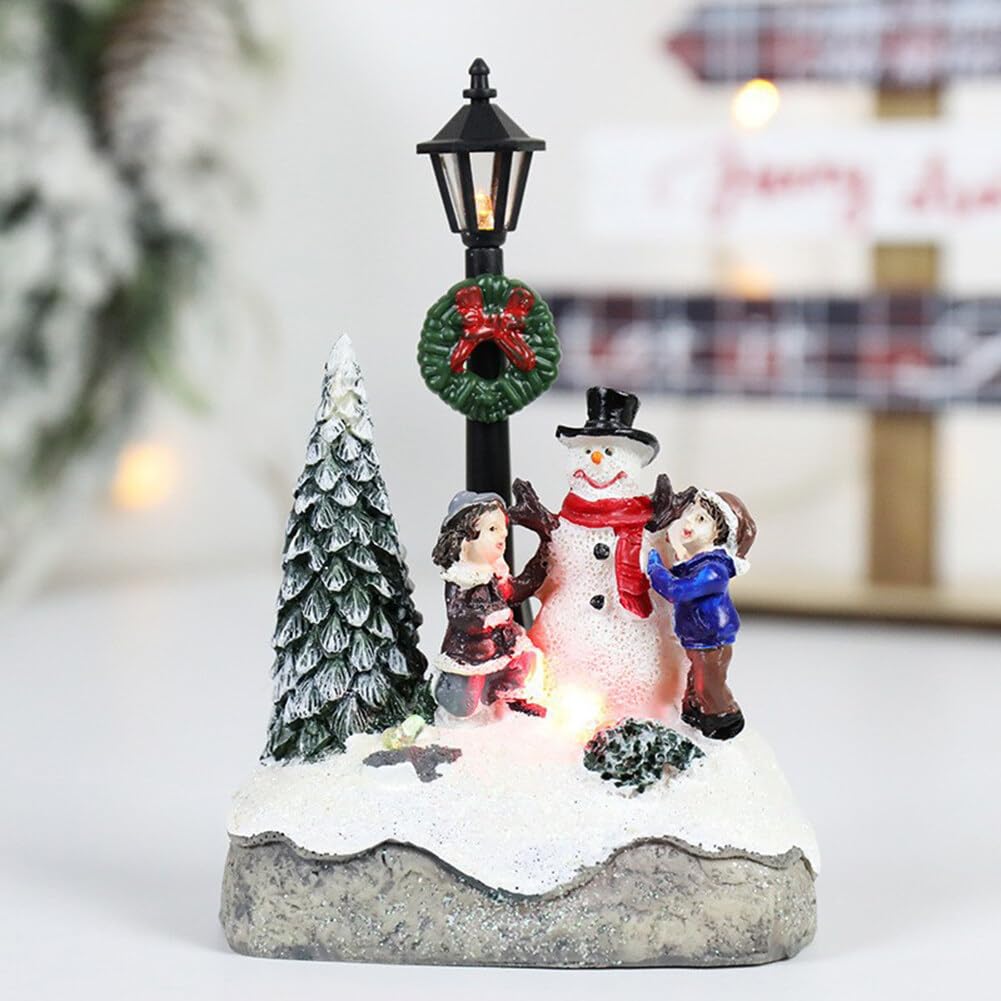 Battery Operated Christmas Village Set - LED Lighted Resin Holiday Houses & Town Decor for Christmas Tree, Mantel or Tabletop Display | Indoor Winter Village Scene Collection