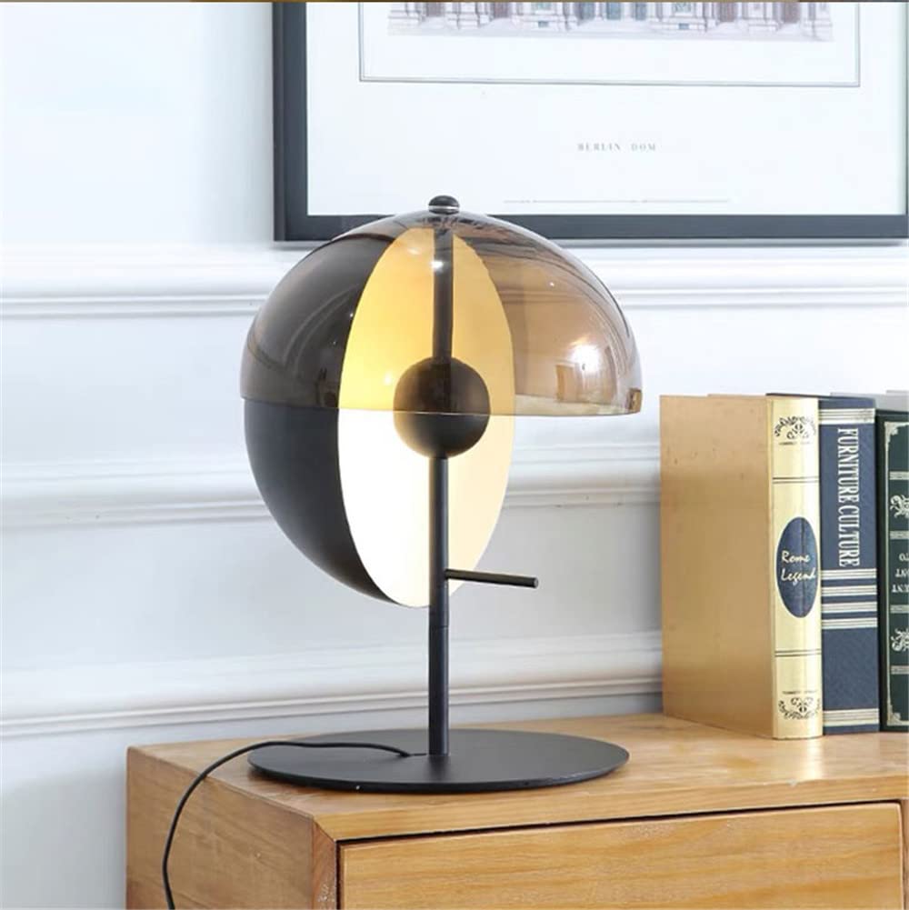 Luxury Black Postmodern Marble Glass Table Lamp - E26/E27 Base Bedside Lamp for Bedroom, Living Room & Study - Elegant Home Office Desk Lighting Decor for Modern Interior Design