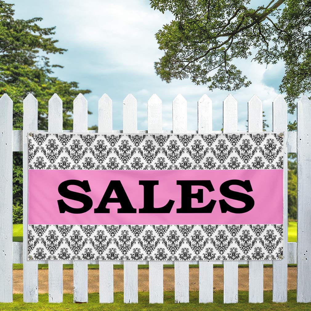Vinyl Banner - 48x96 Inches, Weatherproof & Durable with 8 Grommets - Pink Business Advertisement Sign for Outdoor, Industrial & Yard Use - Perfect for Sales, Events, and Promotions