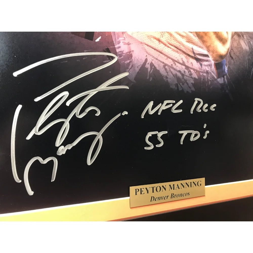 Peyton Manning Autographed Denver Broncos 20x24 Framed Photo with COA - Perfect for Sports Memorabilia Collectors and Broncos Fans Home Decor
