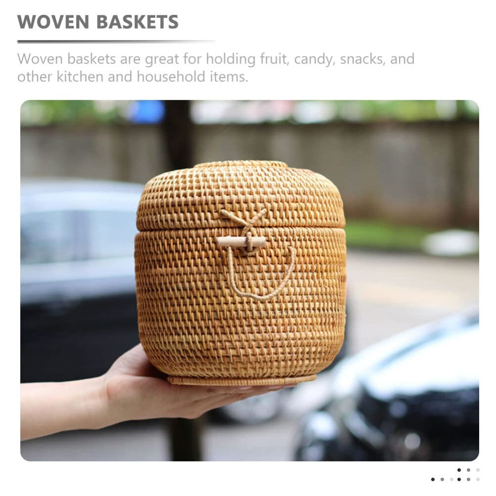 Natural Rattan Storage Basket - Multi-Purpose Woven Organizer for Plants, Toys, Candy, Bread & Tea | Stylish Desk & Home Decor | Eco-Friendly White Rattan Bin for Living Room, Kitchen & Office