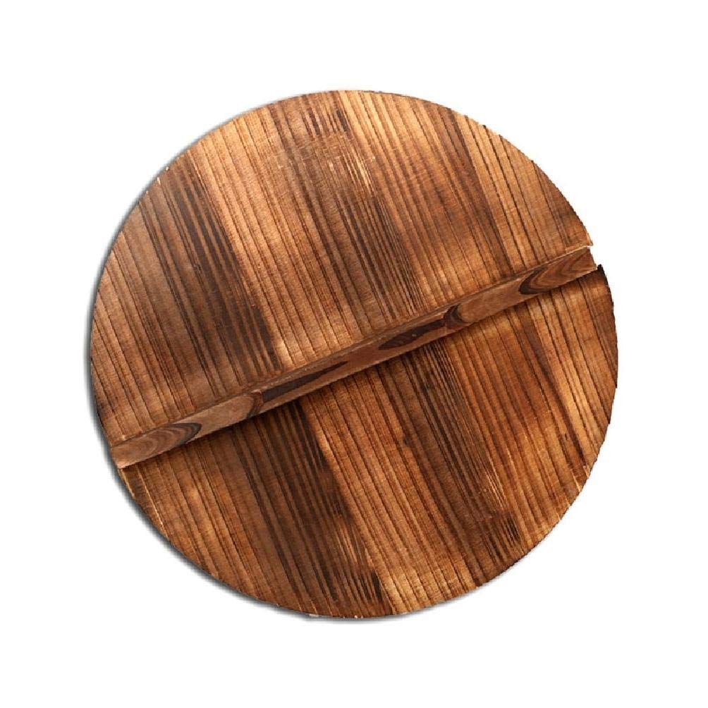 Handmade Fir Wooden Pot Lid Cover - Anti-Scalding Wok Lid with Iron Frame - Durable Wooden Pan Cover for Cooking, Stir Fry & Kitchen Safety - Perfect for Stovetop, Oven & Outdoor Cooking